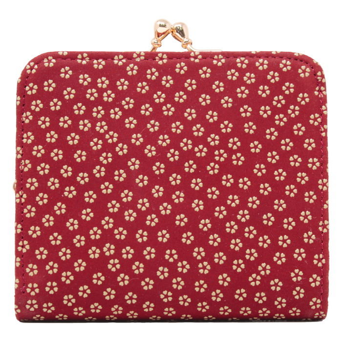 JAM  MADE × 印傳屋(INDEN-YA) / 長財布/レッド/総柄/レディース/がま口 印傳屋（INDEN-YA） 印伝 二つ折財布 1607 レディース 和柄 本革