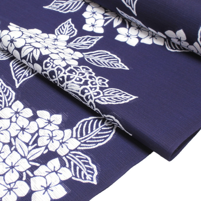 #【 浴衣◎新品 】手縫い 注染　ゆかた お仕立て ブルー×紫陽花  あじさい＊ 浴衣◎新品 】手縫い 注染 ゆかた お仕立て ブルー×紫陽花 あじさい