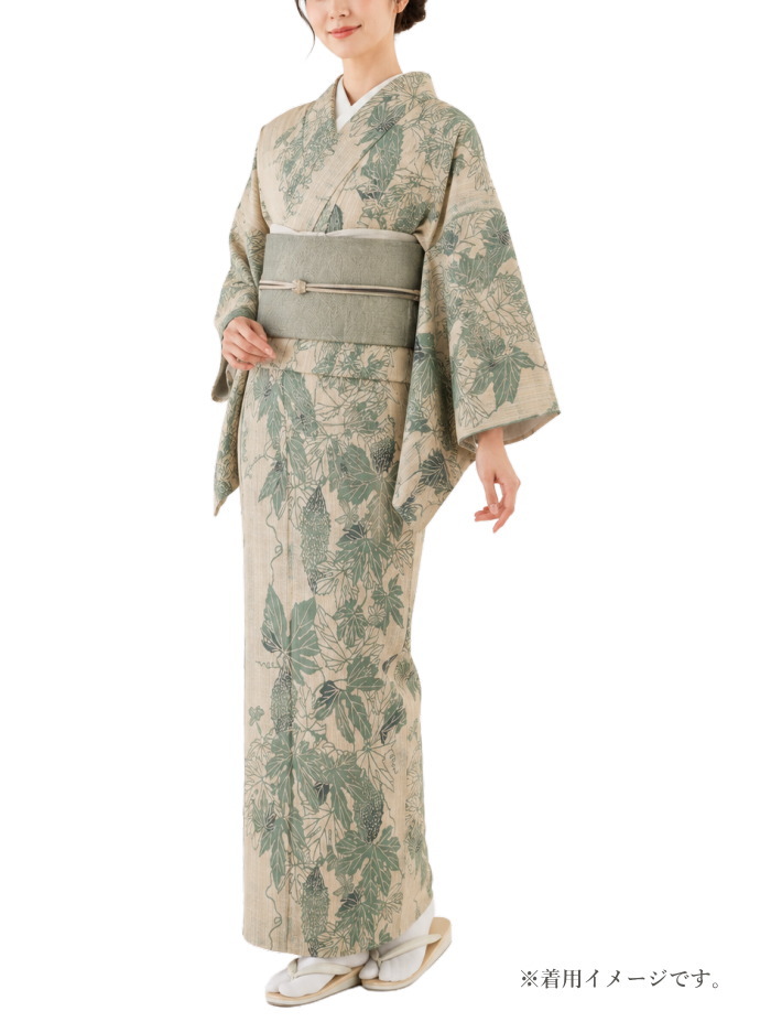 竺仙 浴衣 ちくせん 夏着物 反物 ゆかた 松煙染小紋 綿紬 にがうり
