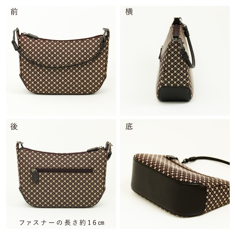 印傳屋 印伝 ポシェット 6105 花唐草 黒 レディース ショルダーバッグ 本革 日本製 斜め掛けバッグ 2way 送の画像
