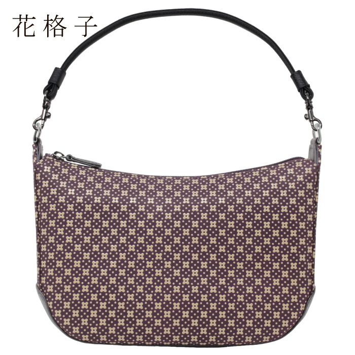 印傳屋（INDEN-YA） 印伝 ポシェット 6105 花唐草 黒 レディース