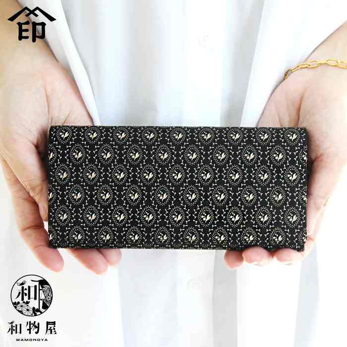 印傳屋（INDEN-YA） 印伝 長財布 小銭入れ付き レディース 本革 かぶせ