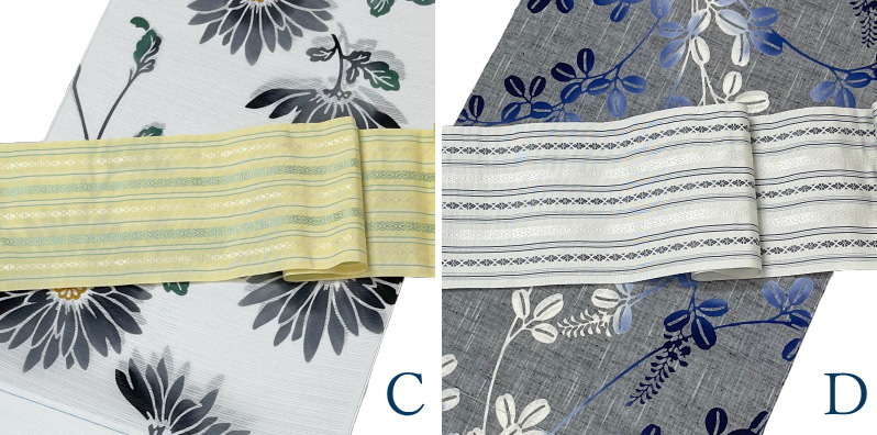 【美品】浴衣 ⭐︎ 絽の博多献上帯付 半幅帯 博多織 献上柄 紗 正絹 白 浴衣 夏 着物 夏半幅