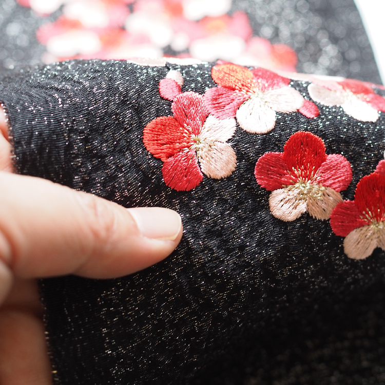 半衿 正絹 ちりめん 桜刺繍 半襟 14 はんえり 白 ベージュ 黒 豪華刺繍