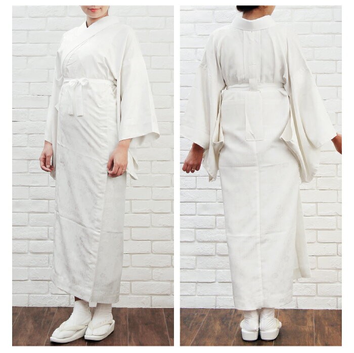 ★新品★洗える 長襦袢 熨斗と華紋 替袖付き 東レ 夏 メッシュ Mサイズ siro_6.jpg
