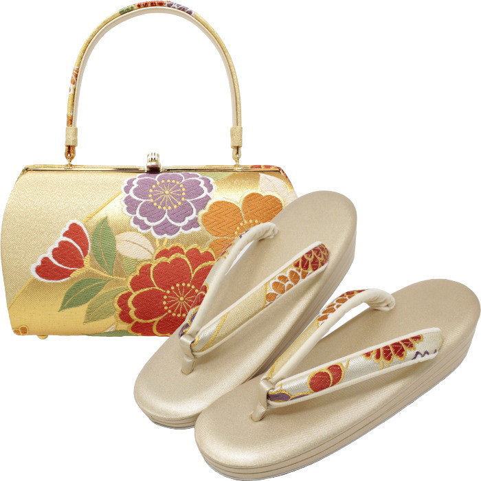 振袖用 草履バッグセット 紗織 05 LLサイズ 正絹 帯地 : 和物屋-印傳屋