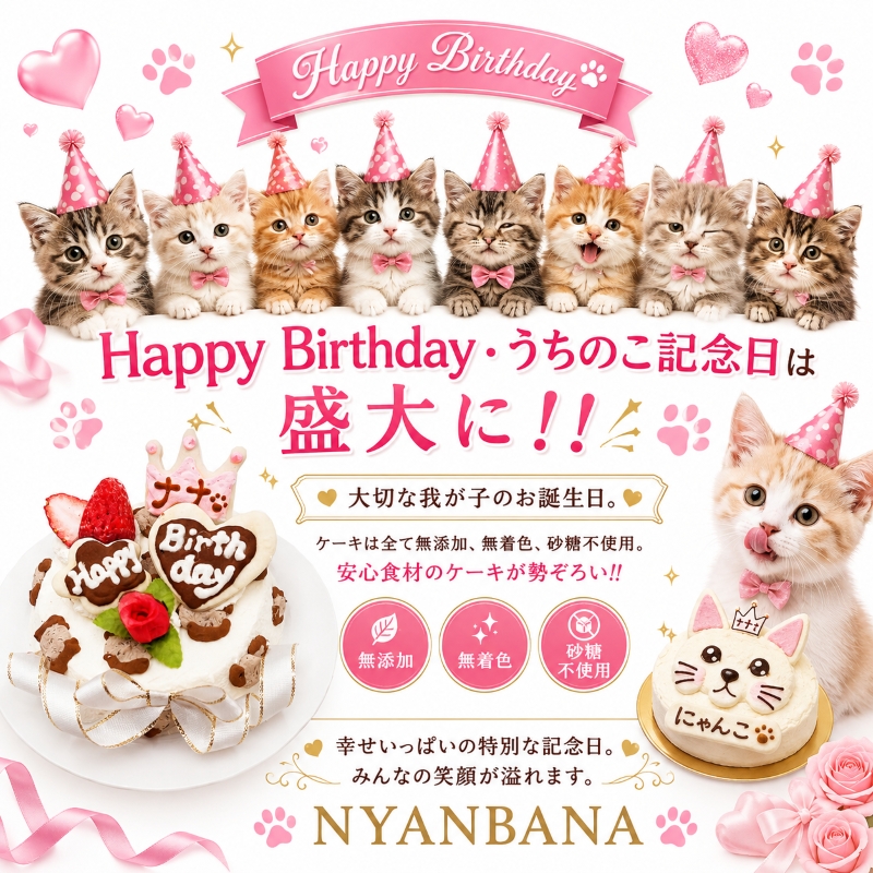 帝塚山WANBANA 猫用ケーキ プリティーにゃん/名前入れOK 3号サイズ