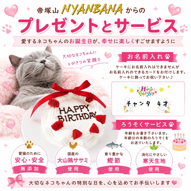 帝塚山WANBANA 猫用ケーキ ミニ リース/3号サイズ ササミと鰹節生地