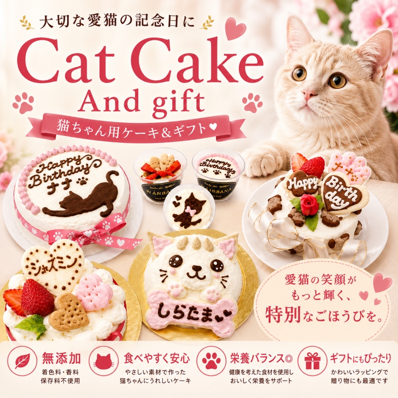 帝塚山WANBANA 猫用 ケーキ ラブリーモコ/名入れOK 3号サイズ ささみと