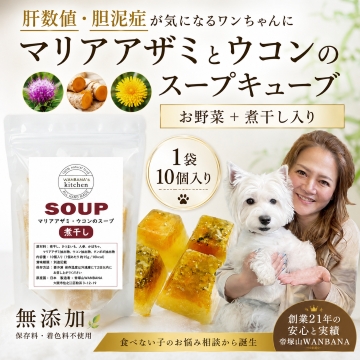 帝塚山WANBANA 犬用スープ 肝臓・胆泥ケアに！マリアアザミと煮干しの