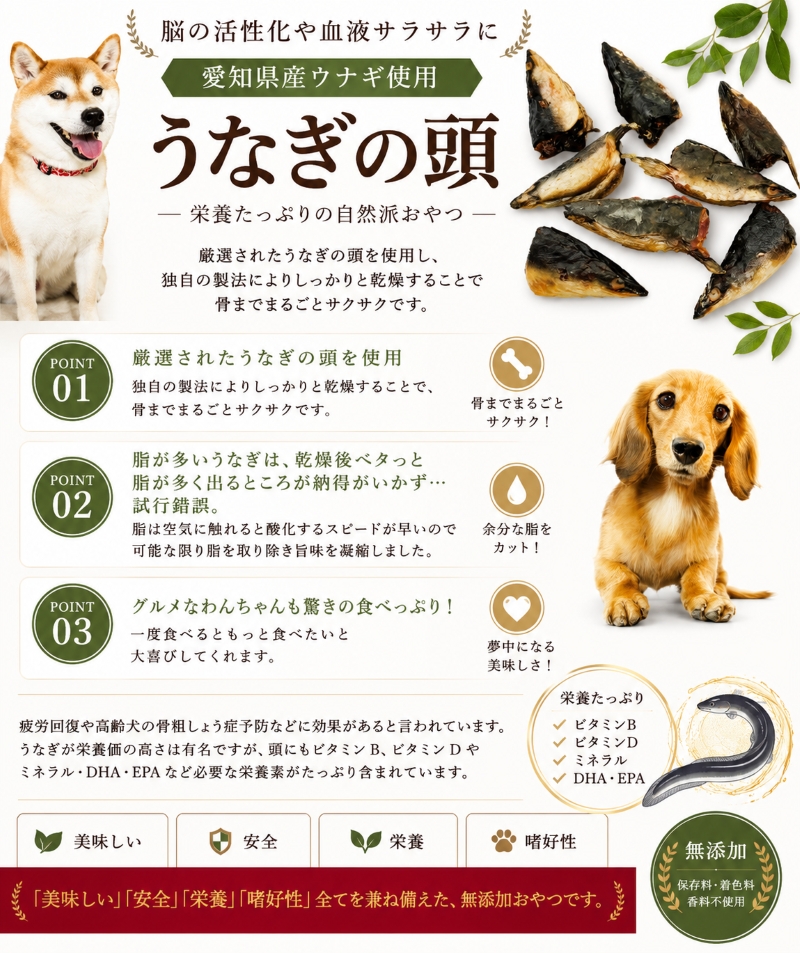 帝塚山WANBANA 犬用無添加おやつ 国産うなぎの頭ジャーキー40g パピー