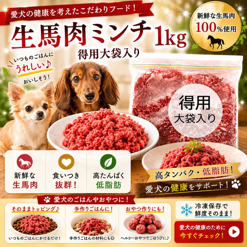 犬,馬,肉,生,おやつ,ワンバナ,帝塚山，お得,，まとめ買い,トッピング，手作り食,人気