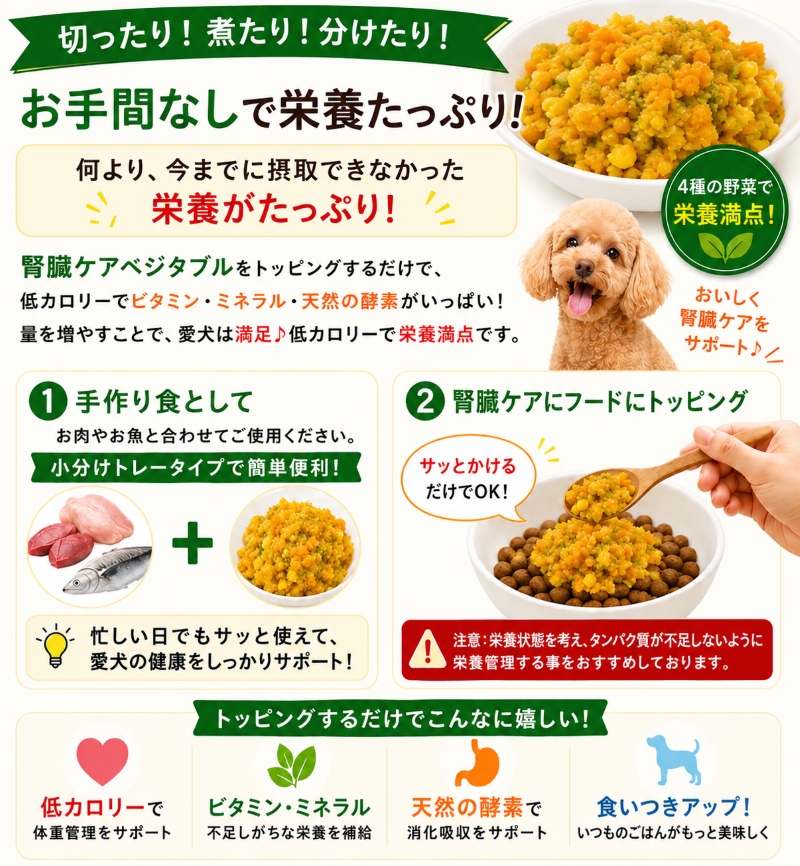 野菜,ベジタブル,トッピング,手作り食,ドッグフード,ペースト,消化器,サポート,ケア,国産,無添加,食物繊維,抗酸化作用,アレルギー,低カロリー,ダイエット,こだわり,人気,話題,ワンバナ