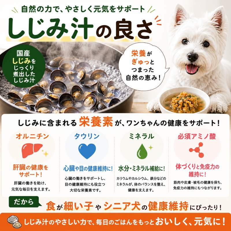 スープ,犬,水分補給,しじみ,ワンバナ,肝臓,ケア
