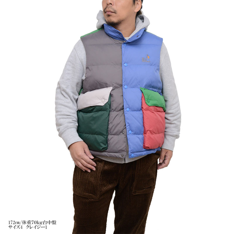 go slow caravan ゴースローキャラバン ダウンベスト ウール×レザー チェック柄 K20H191 go slow caravan ゴースローキャラバン 中綿ベスト メンズ