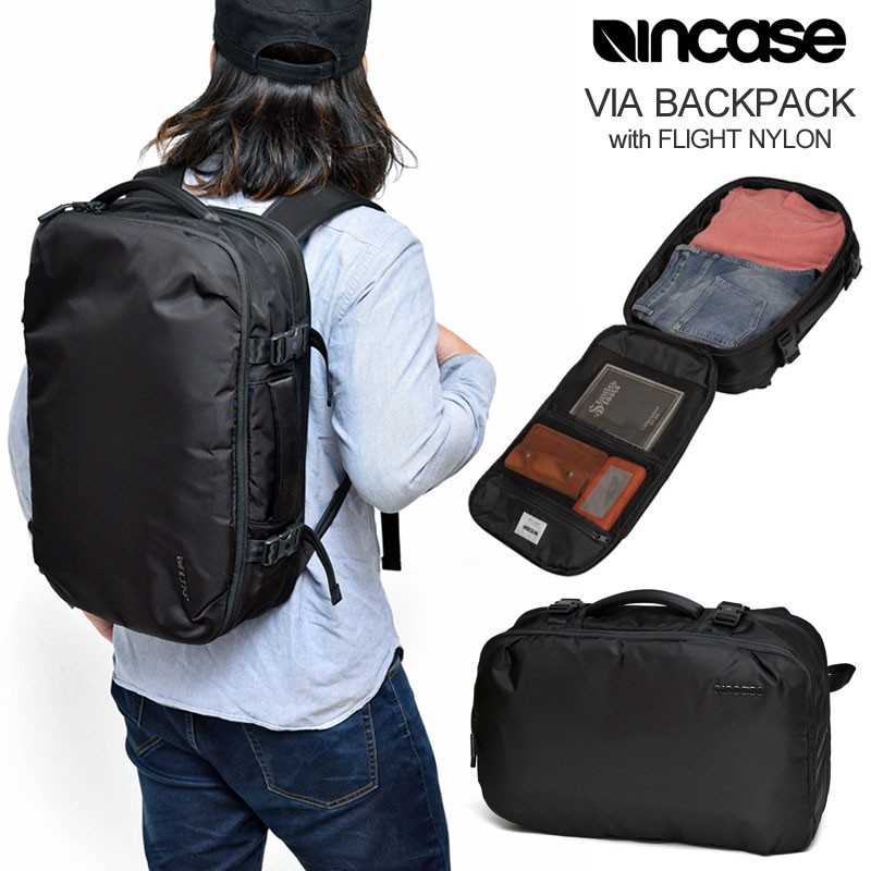 インケース リュック Incase VIAバックパックスリム フライトナイロンブラック　 INTR100531/37193023 VIA  BACKPACK SLIM WITH FLIGHT NYLON 正規取扱店