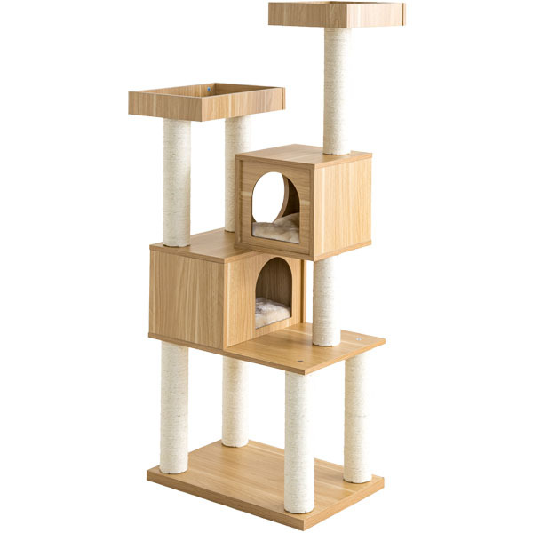 キャットタワー 木製 据え置き ハウス付き 爪とぎ 猫 タワー 猫タワー 木製キャットタワー MCCT-145｜wannyan｜02