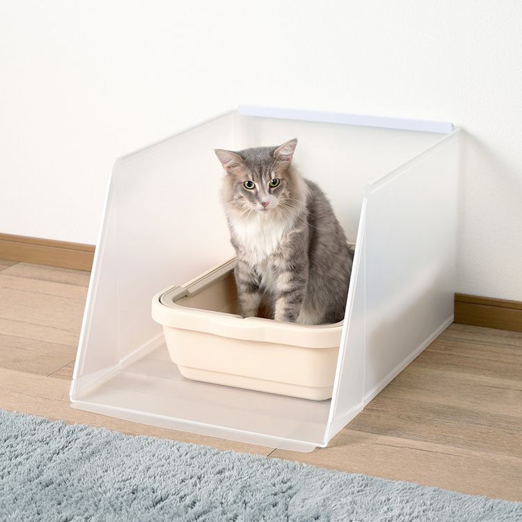 ホワイト 猫用トイレ グリーンのトレー付き ボンビアルコン 猫 トイレ スクリーン プラスクリーンキャット