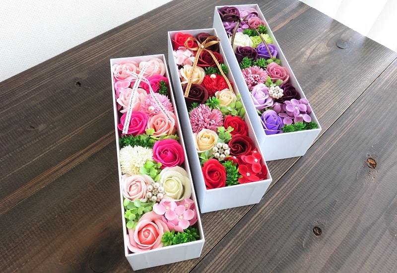 在庫限り】ソープフラワー ホワイトスリムボックス Mサイズ 観賞用