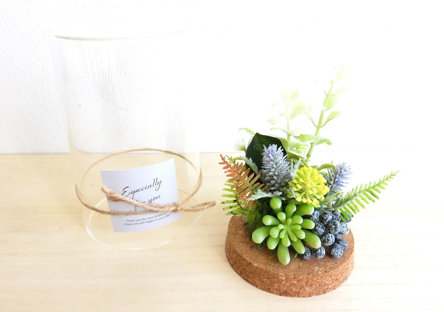 観葉植物 造花 多肉ガラスシリンダー Lサイズ アーティフィシャル