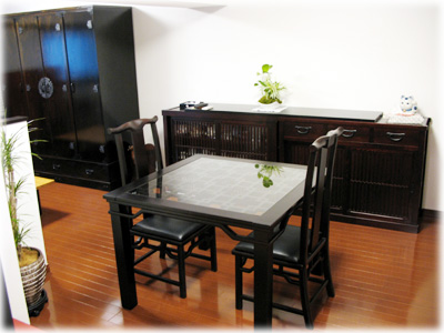 アジアン家具 テーブル ダイニングテーブル アジアン(2人掛 格子 W88 