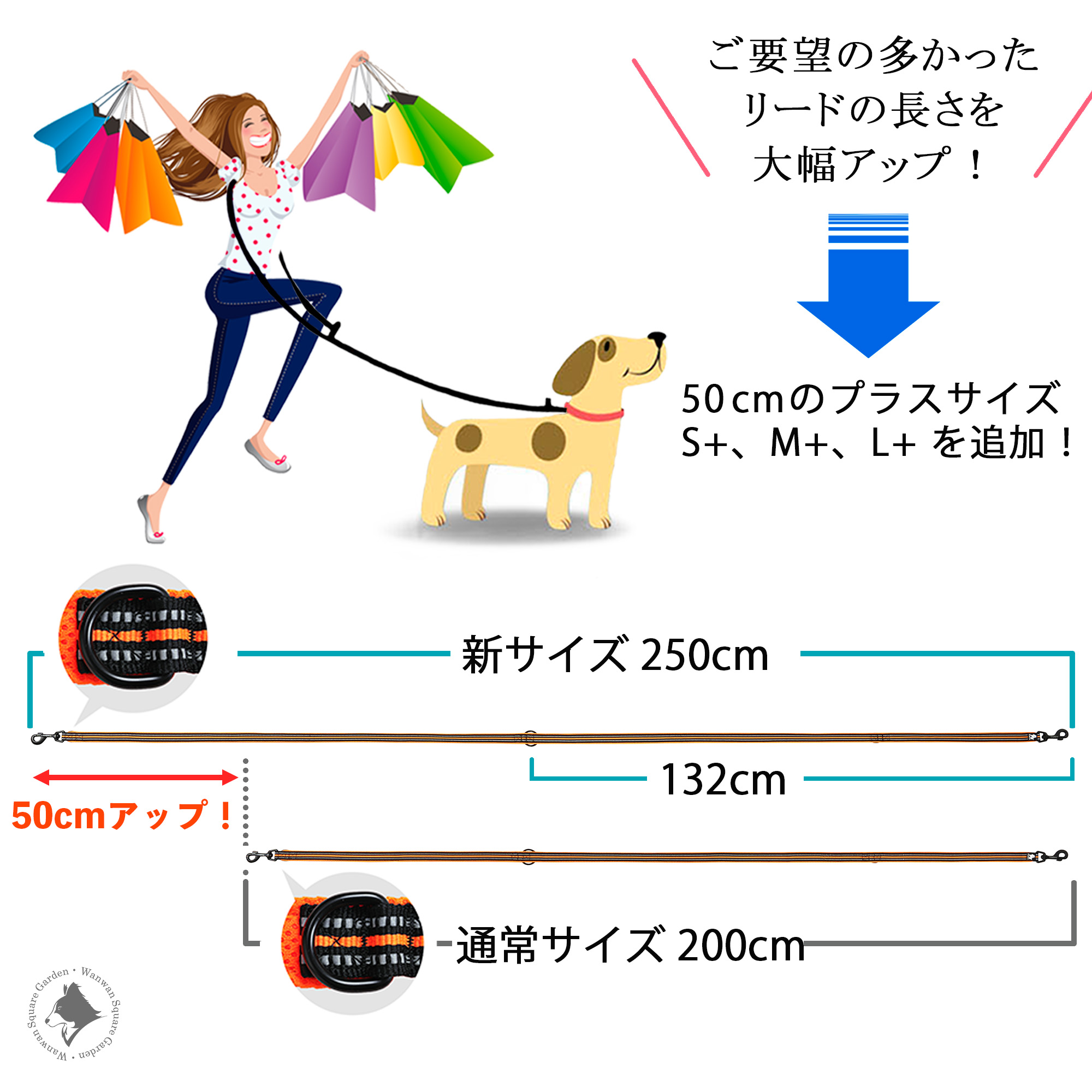 Truelove ユニバーサルリード 新サイズ250cmと200cmの比較説明画像