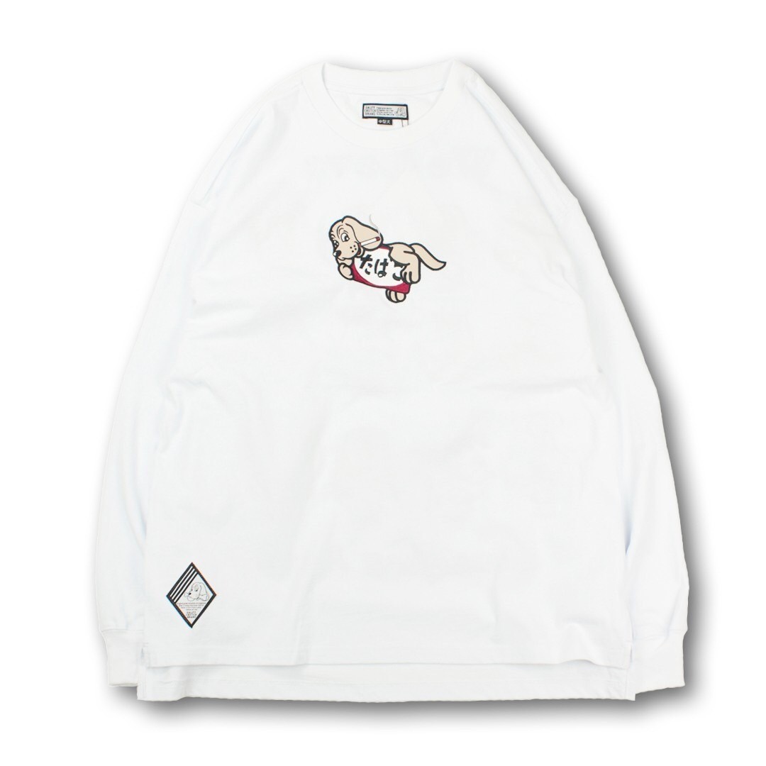 galfy イラスト長袖Tシャツ ホワイト|ライトブルー