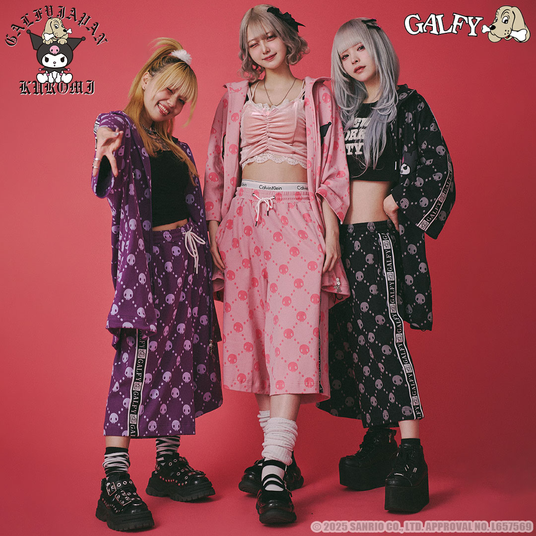 クロミ × ガルフィー ガルフィーセットアップL クロミ×GALFY(ガルフィー) ドクロだらけセットアップ - Pink
