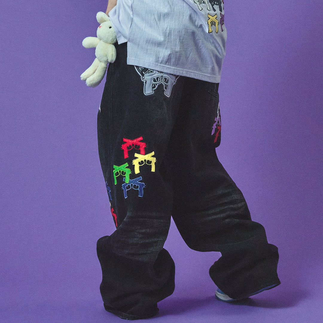 GALFY チャカパッチ デニムパンツ 中型犬 インディゴ マルチカラー　L GALFY(ガルフィー) “チャカパッチデニム2” - DISSIDENT WEB SHOP