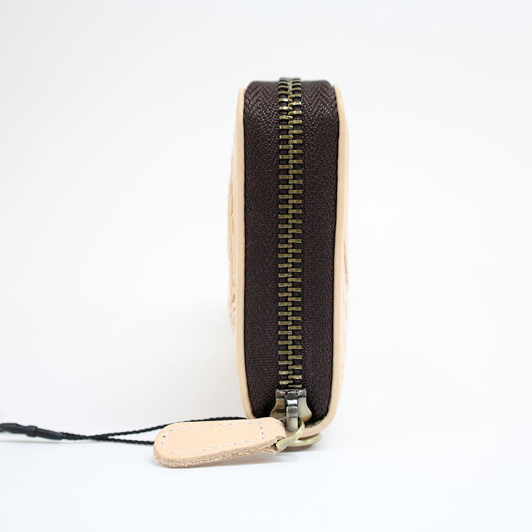 絡繰魂 粋 龍 月 雲 エンボス加工型押し 牛革ロングウォレット 長財布