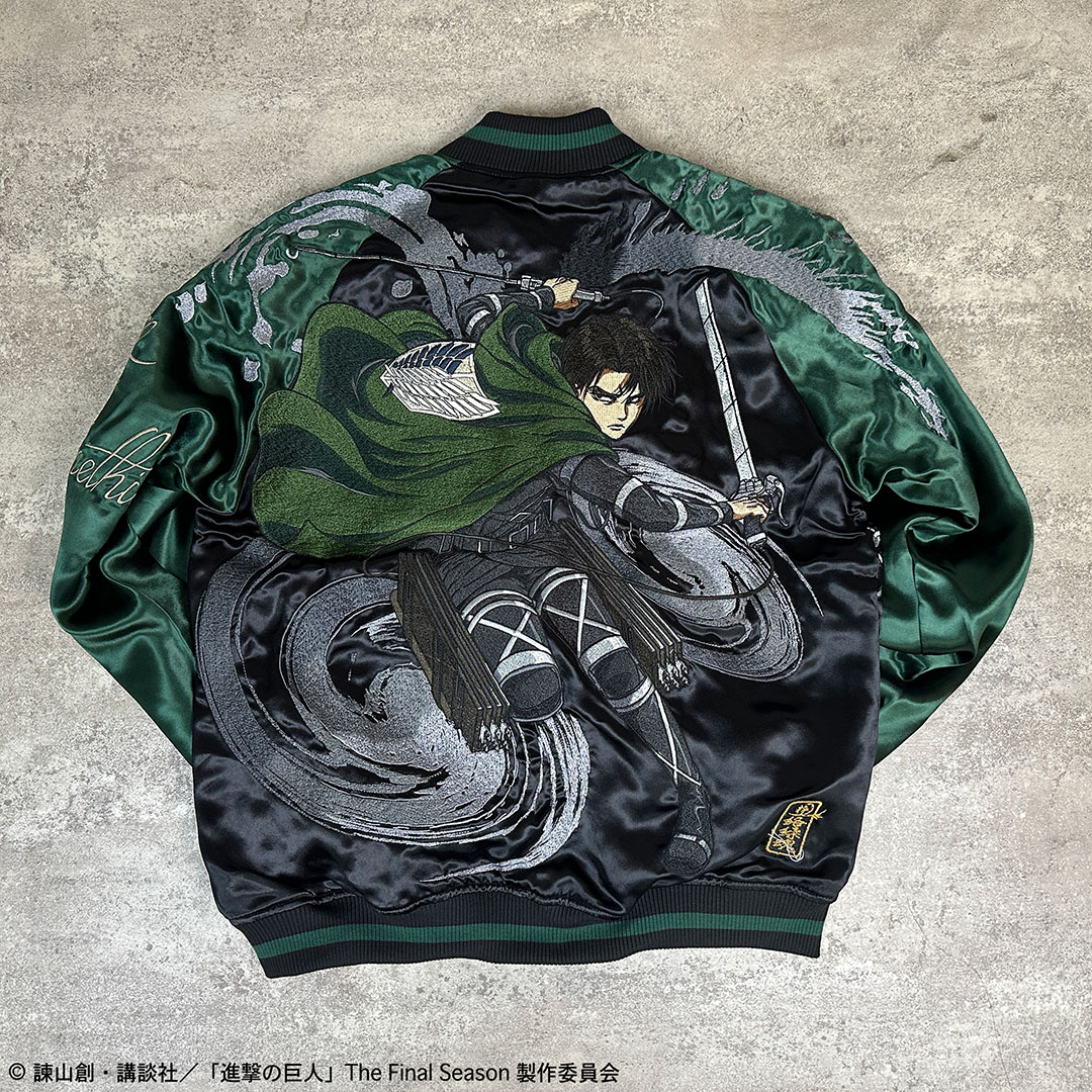 【新品】進撃の巨人 スカジャン 白×黒 リヴァイ エレン ハンガー付き　Lサイズ 限定値下げ中【新品】ドンキ限定 進撃の巨人 スカジャン