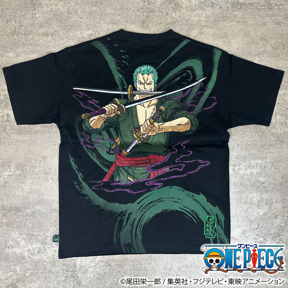 日本代表 ONE PIECE ロロノア・ゾロ 半袖シャツ ワンピース/ゾロ半袖TシャツL-LL 白 バックにでっかくロロノア
