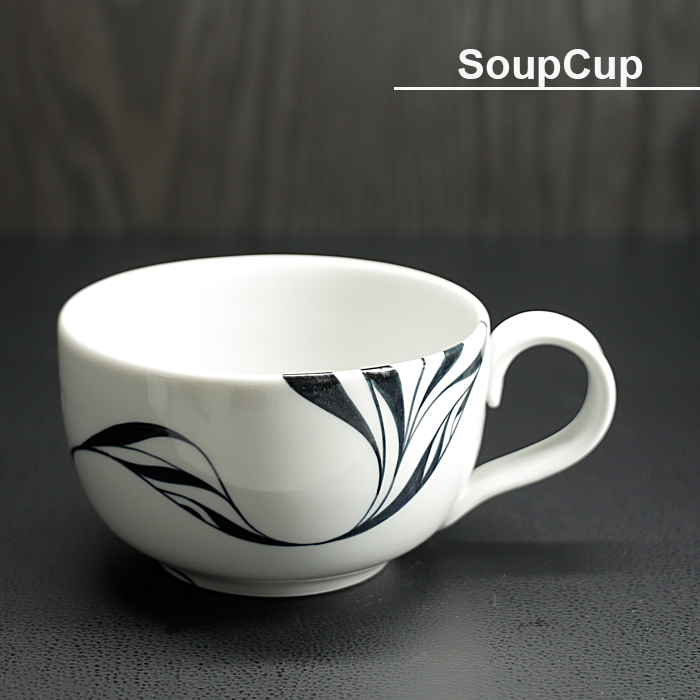 砥部焼 おしゃれ スープカップ マグカップ 白黒 窯元 和将窯 Washo-122