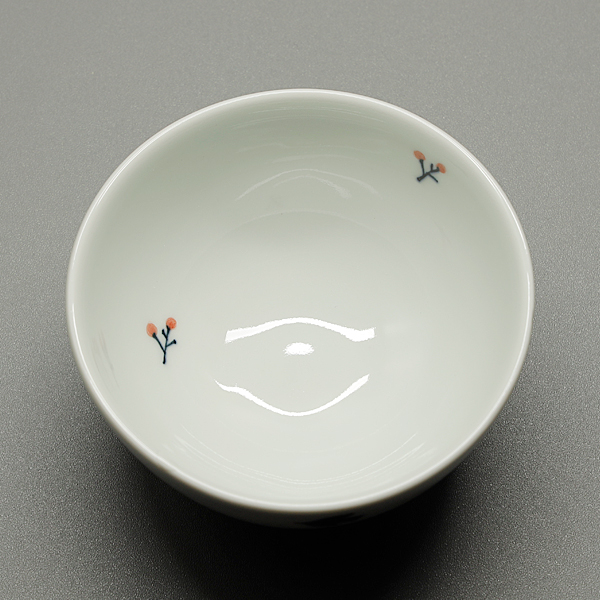砥部焼 お茶碗 可愛い 茶碗S 鳥と赤い実 小さめ 日常使い 陶器 和風
