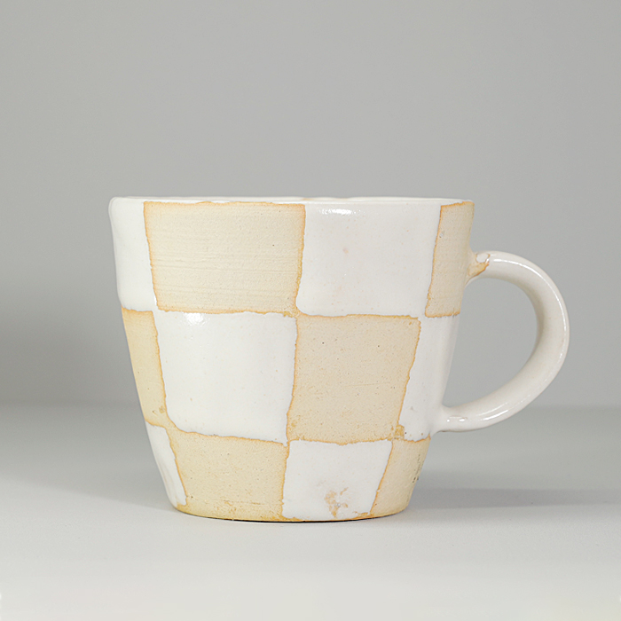 マグカップ 白 市松模様 コーヒーカップ コップ バイカラー ツートーン