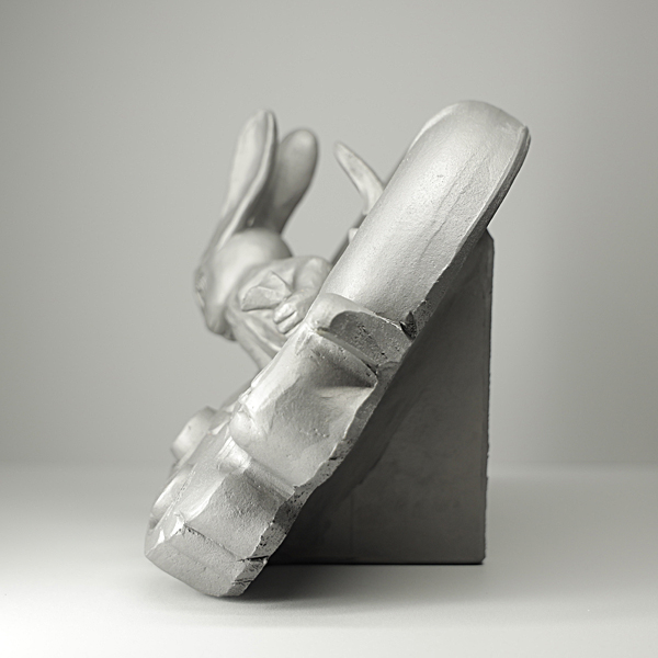 菊間瓦 風神雷神 うさぎの置物 卯 兎 ウサギ 守り神 いぶし銀 鬼師