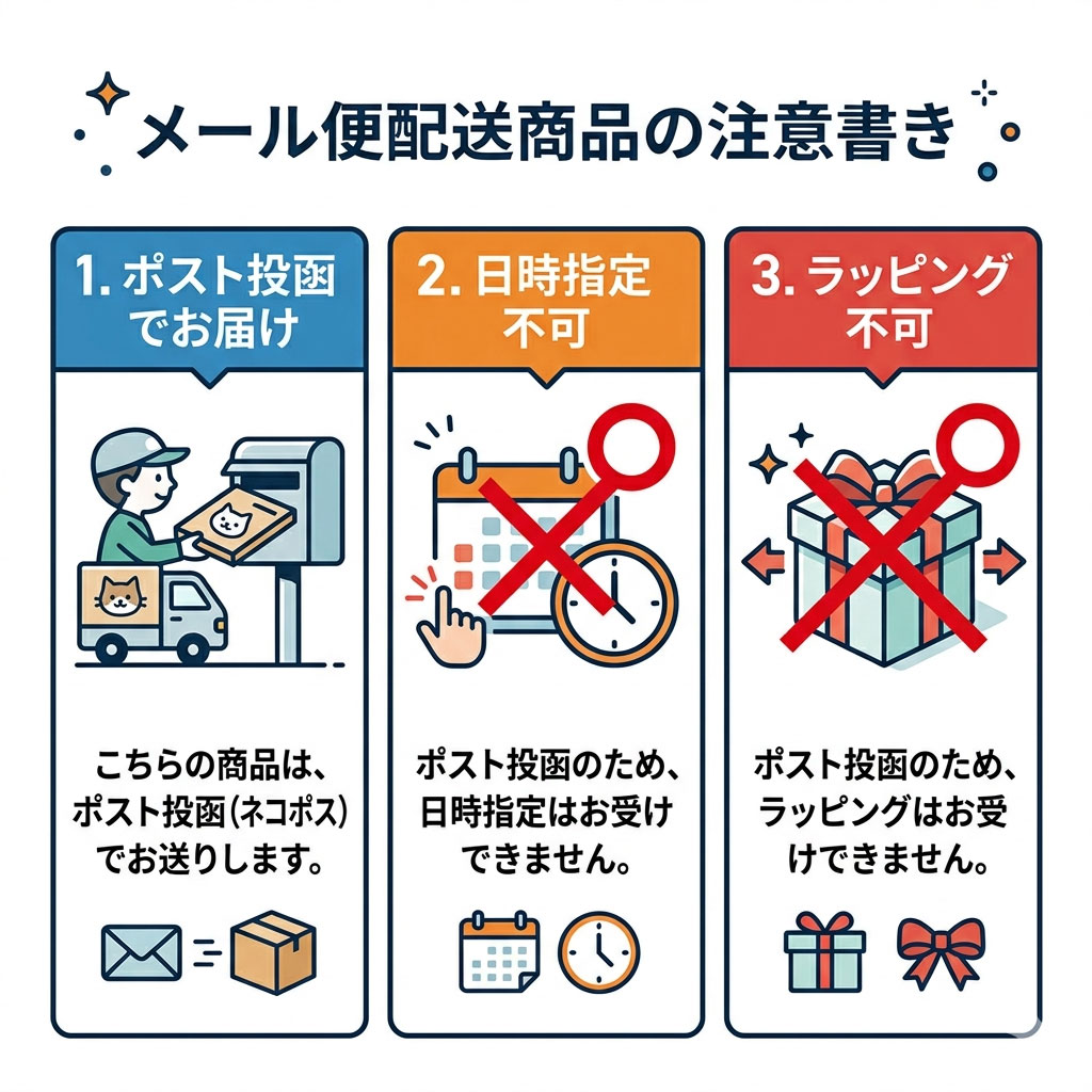 ポスト投函でのお届けのための注意書き