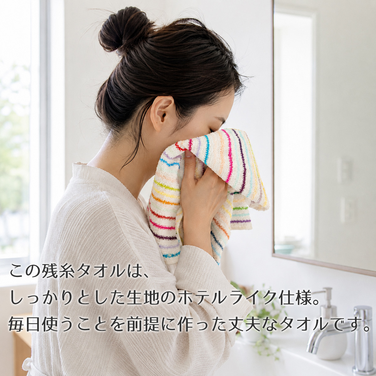 ホテルライク仕様の残糸タオル