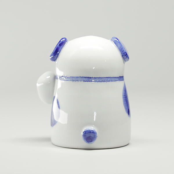 砥部焼 かわいい 招き犬 置物 戌 いぬ 縁起物 陶器 手作り 窯元