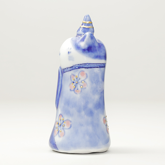 砥部焼 かわいい ひな人形 名入れ台座黒セット 置物 ひな祭り 猫 陶器