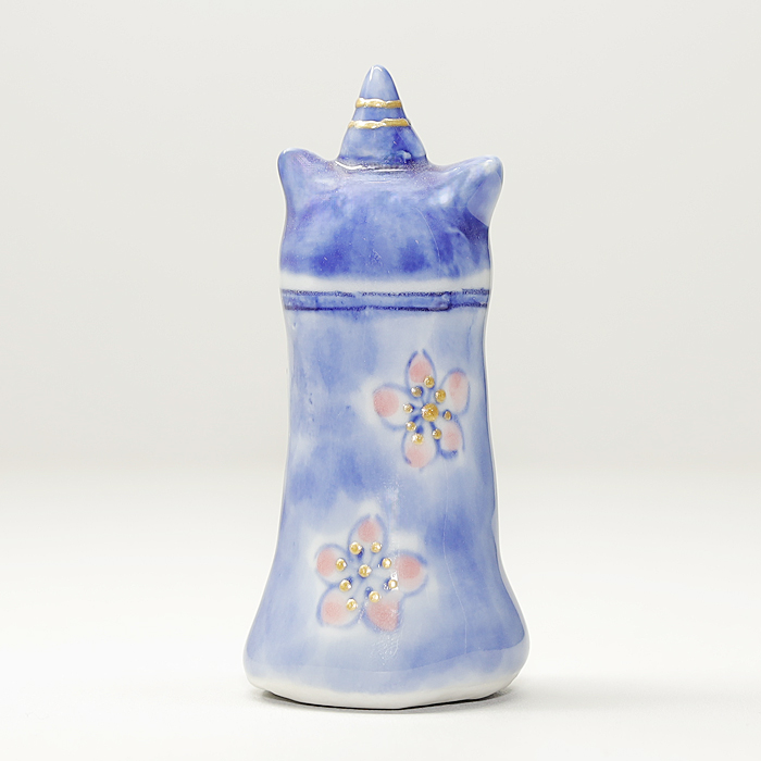 砥部焼 かわいい ひな人形 名入れ台座黒セット 置物 ひな祭り 猫 陶器