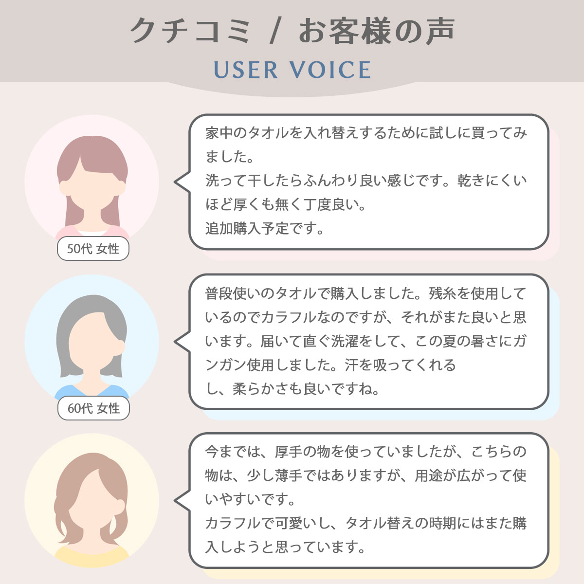 残糸タオルのお客様の声