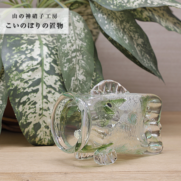 鯉のぼり 置物 ガラス細工 かわいい 端午の節句 こいのぼり 緑銀