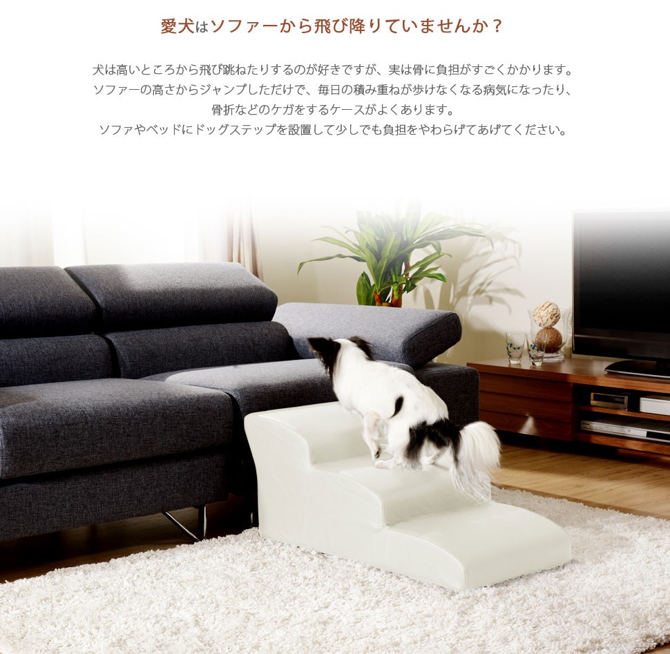 現金特価 ホームテイスト Sh 07 Dgs 3 Br 日本製ドッグステップpvcレザー 犬用階段3段タイプ Lonis レーニス ブラウン Supplystudies Com
