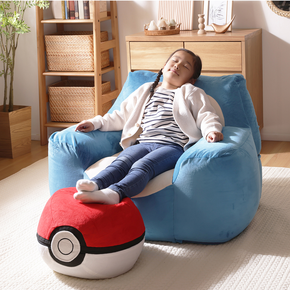 ソファー 一人掛け カビゴン ポケモン ローソファー 一人掛けソファ 一人用ソファー ビーズクッション コンパクト モンスターボールの画像