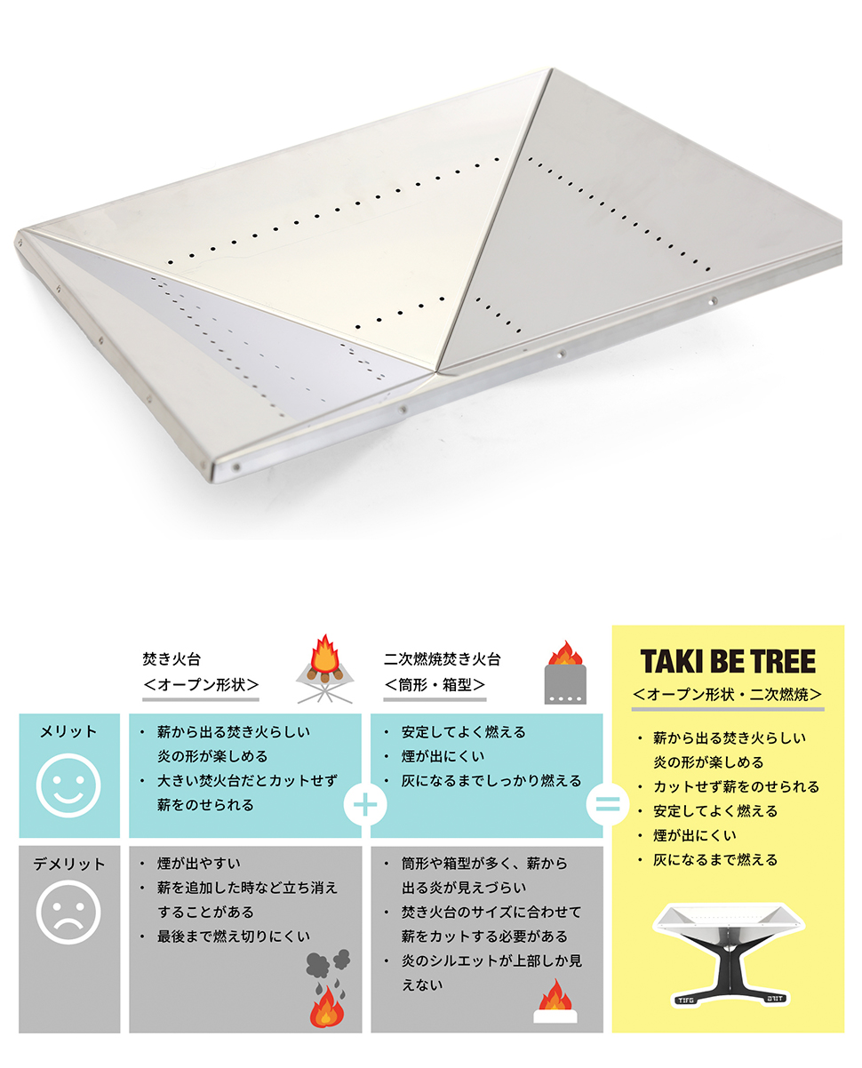 新品　TAKI BE TREE（タキビツリー） 筒でも箱でもない、新感覚の二次燃焼焚き火台「TAKI BE TREE」とは何者