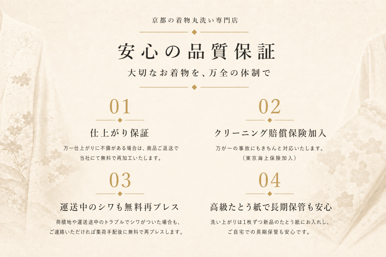 安心の品質保証 クリーニング賠償保険加入
