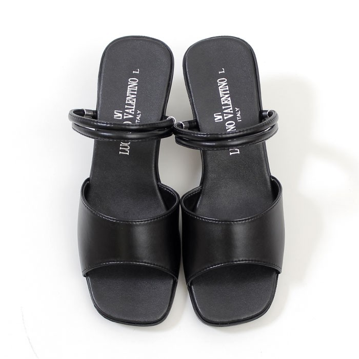 LUCIANO VALENTINO オフィス サンダル レディース 美脚 ヒール 黒