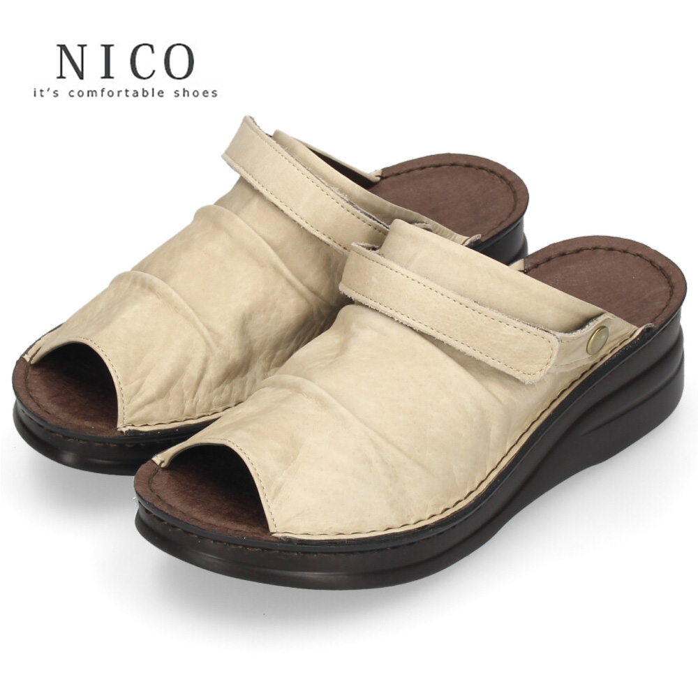 厚底サンダル レディース かかとあり ミュール 靴 NICO ニコ 4039 コンフォートシューズ ...