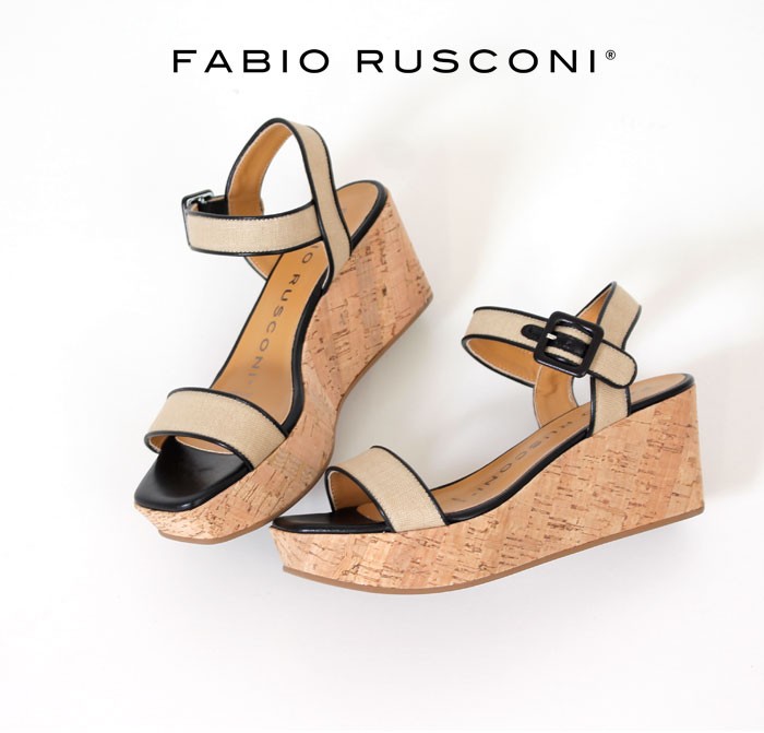 ファビオルスコーニ FABIO RUSCONI 2112 サンダルウエッジ 厚底 コルク ジュート アンクルストラップ イタリア 靴